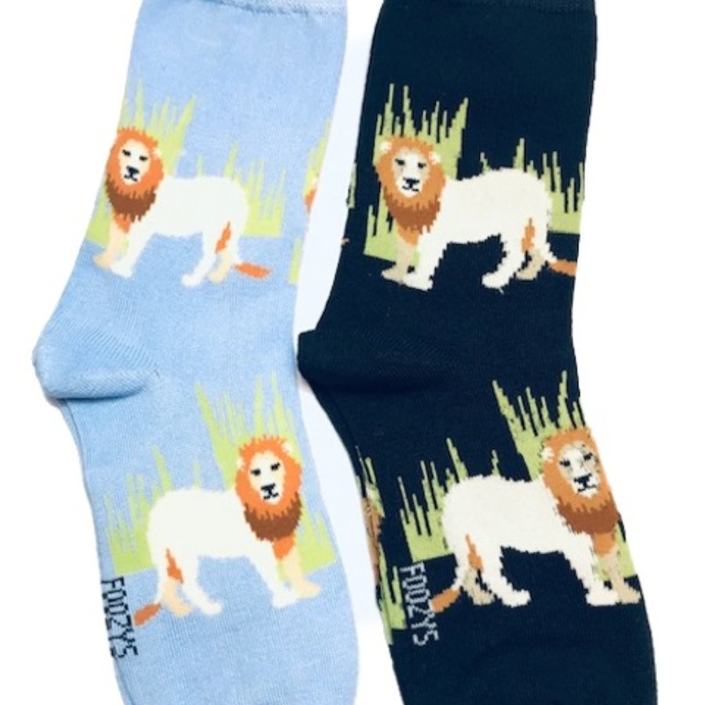 Lion Cat Tiger King Jungle Lions Mane Exotic Animal 2 Pairs Foozys Women's Socks